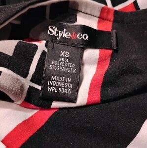 Style & Co Black and Red Patterned Dress